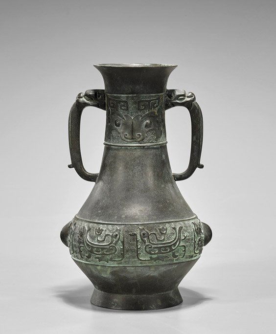 Antique Chinese Bronze Hu Vase (1 of 1)