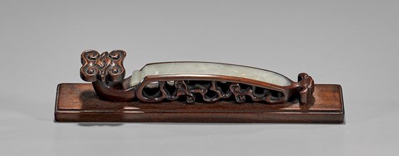 HARDWOOD RUYI INSET WITH ANTIQUE JADE (1 of 2)