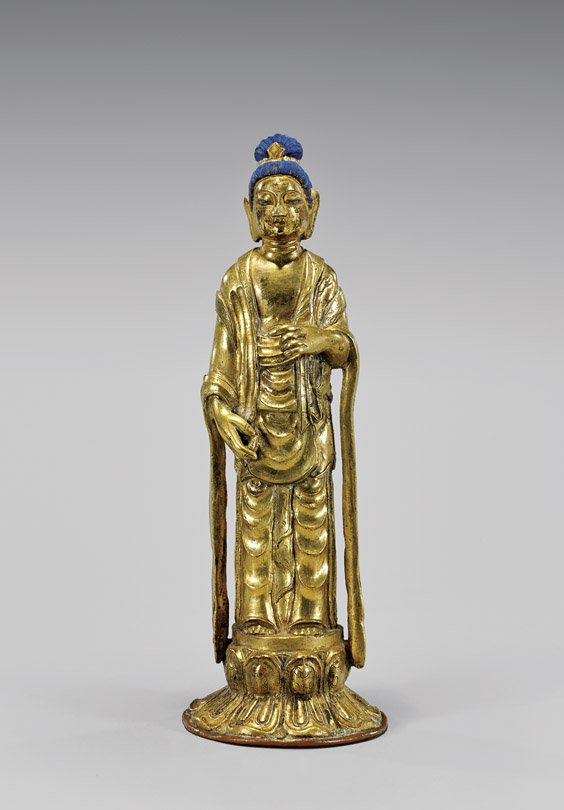 OLD SINO-TIBETAN GILT BRONZE FIGURE (1 of 3)