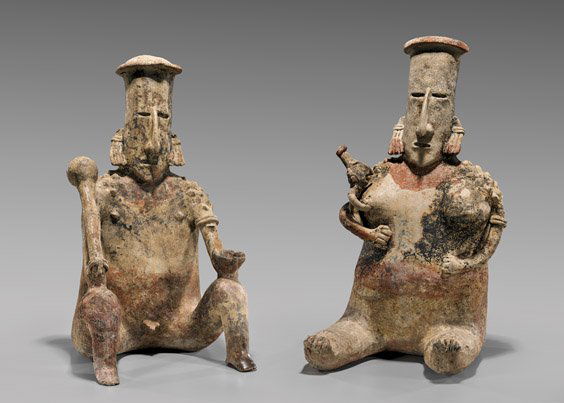 PAIR RARE PRE-COLUMBIAN POTTERY FIGURES (1 of 2)