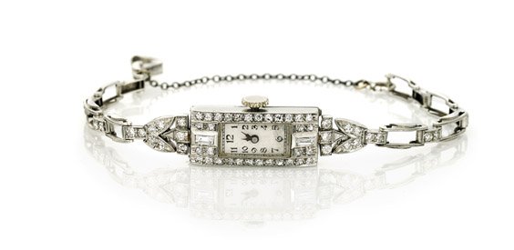 ANTIQUE PLATINUM & DIAMOND WRISTWATCH (1 of 1)