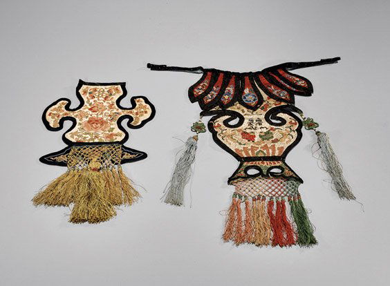 TWO OLD CHINESE EMBROIDERED SILK TEXTILES (1 of 1)