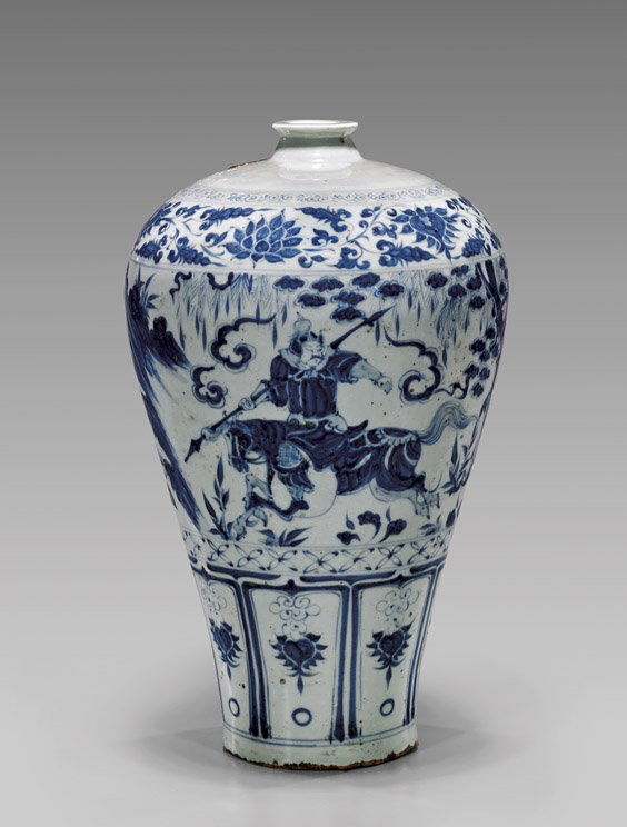 TALL YUAN-STYLE BLUE & WHITE MEIPING (1 of 2)