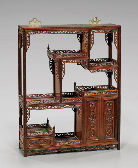 ANTIQUE CHINESE HARDWOOD DISPLAY SHELF (1 of 1)