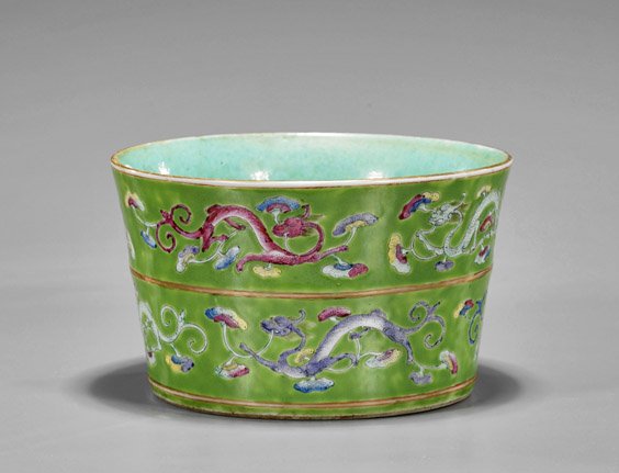 Antique Chinese Green Ground Basin (1 of 2)