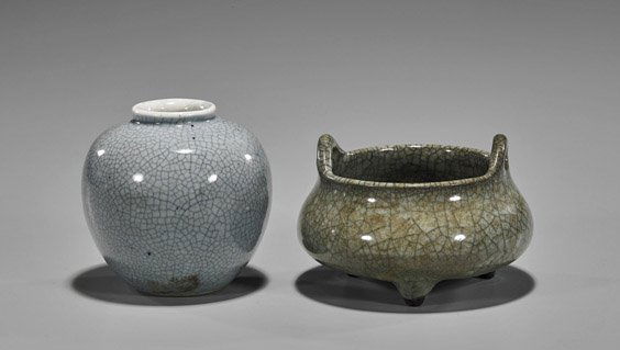 Two Antique Chinese Crackle Glazed Ceramics (1 of 1)