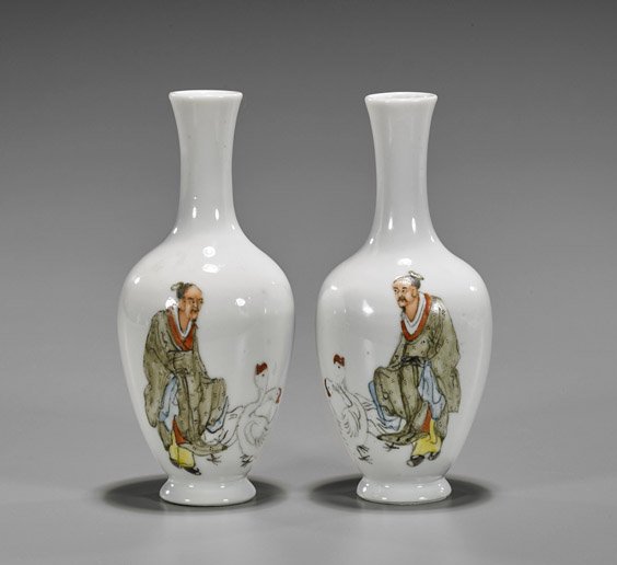Pair Old Chinese Miniature Vases (1 of 2)
