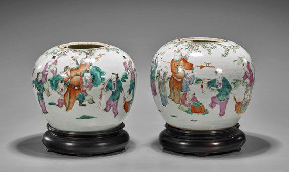 Pair Antique Chinese Famille Rose Vases (1 of 1)