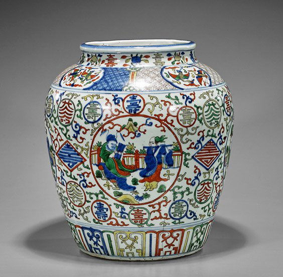 Large Chinese Wucai Porcelain Jar (1 of 1)