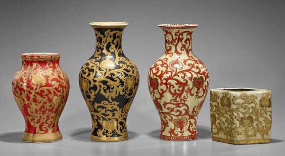 Four Chinese Gilt Enameled Vases (1 of 2)