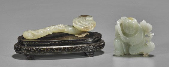 Two Celadon Carvings: Ruyi & Boy (1 of 1)