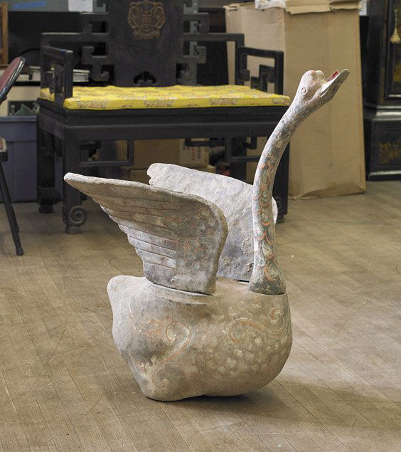 Large Painted Pottery Swan (1 of 1)