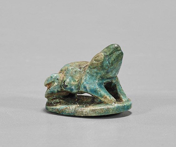 Ancient Egyptian Faience Frog Amulet (1 of 2)