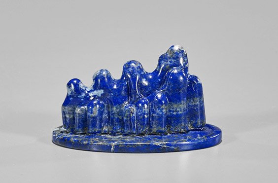 Carved Lapis Lazuli 'Mountain' Brushrest (1 of 2)