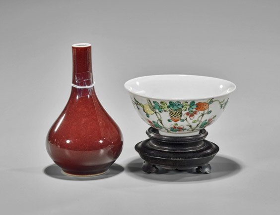 Two Chinese Porcelains: Vase & Bowl (1 of 2)