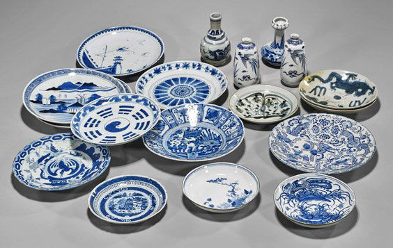 Eighteen Antique Blue & White Porcelains (1 of 1)