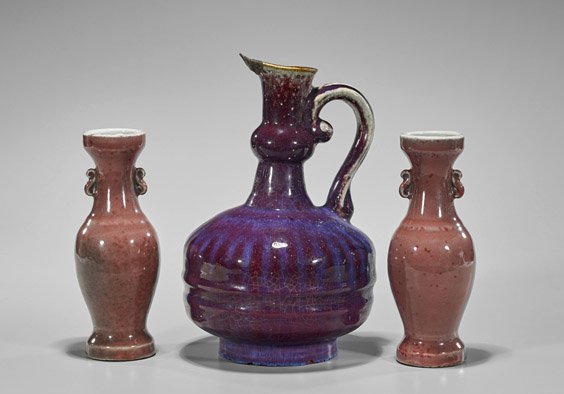 Three Chinese Pink-Hued Vases (1 of 2)