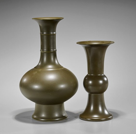 Two Yongzheng-Style 'Tea Dust' Glazed Vases (1 of 2)