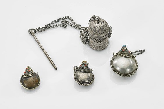 Four Antique Omani Silver Cosmetic Containers (1 of 1)