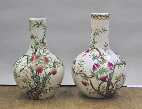 Pair Chinese "Nine Peach" Porcelain Vases (1 of 1)