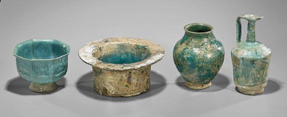 Four Omani Turquoise Glazed Pottery Vessels (1 of 1)