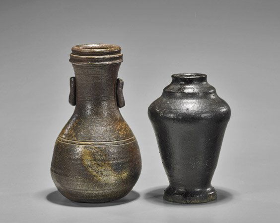 Two Antique Japanese Earthenware Vases (1 of 1)