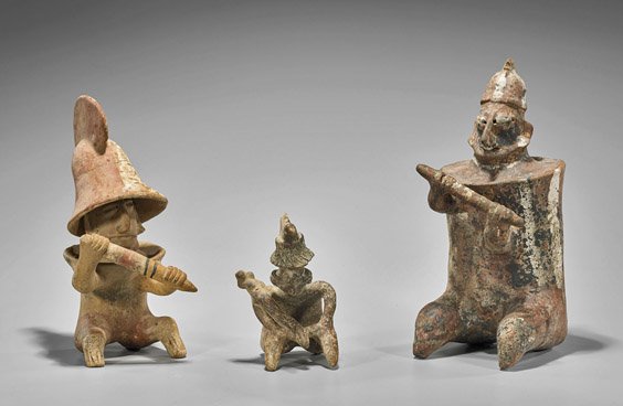 Three Pre-Columbian Pottery Seated Warriors (1 of 1)