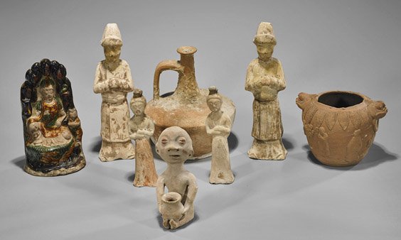 Eight Various Ceramics: Figures & Vessels (1 of 1)