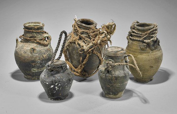 Five Small & Antique Omani Transport Jugs (1 of 1)