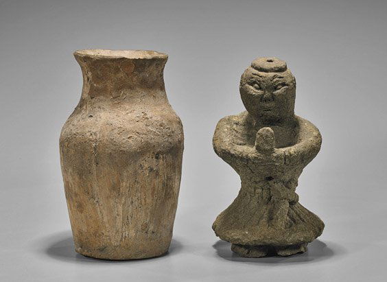 Two Chinese Early-Style Items: Vase & Figure (1 of 1)