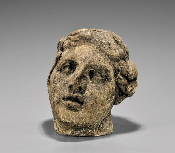 CLASSICAL-STYLE CARVED STONE HEAD (1 of 3)