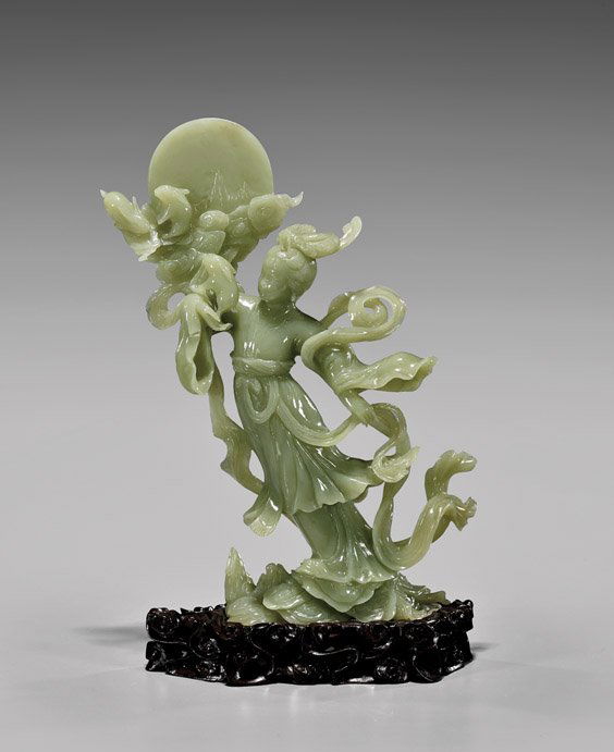 CHINESE CARVED JADE MOON GODDESS (1 of 2)