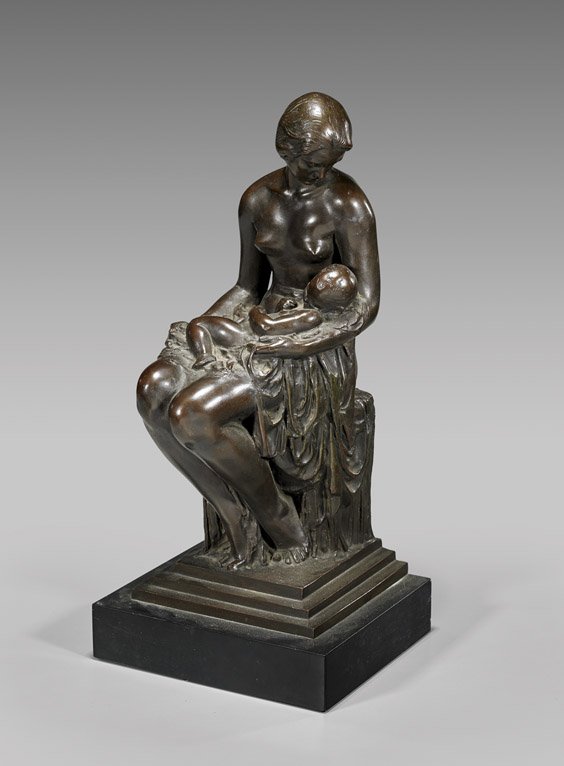 BRONZE SCULPTURE BY MARIO KORBEL: Mother & Child (1 of 3)