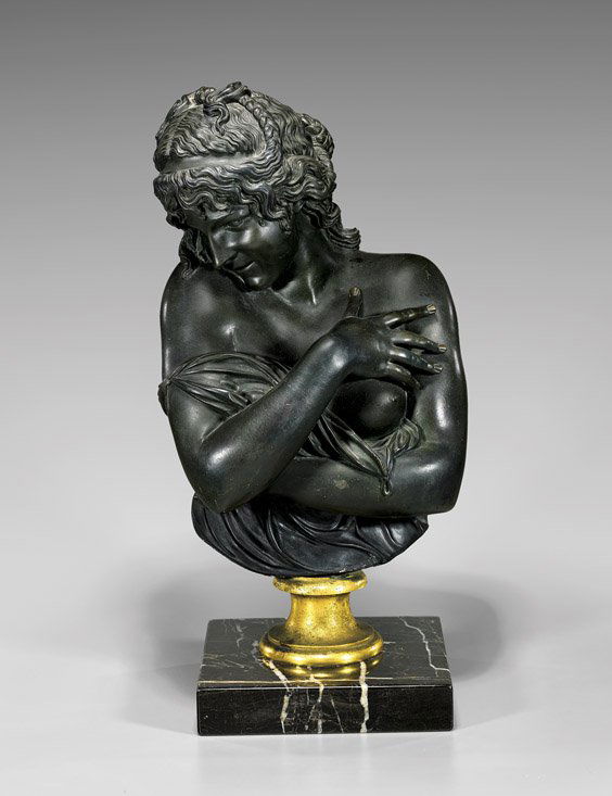 ANTIQUE FRENCH BRONZE FEMALE BUST (1 of 3)
