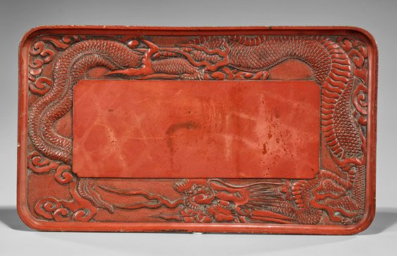 Large Antique Chinese Cinnabar Lacquer Tray (1 of 1)