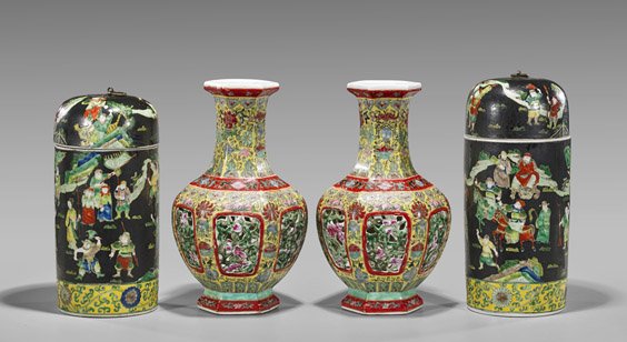 Two Pairs Qing-Style Porcelain Vases (1 of 2)