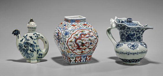 Three Chinese Ming-Style Porcelains (1 of 2)