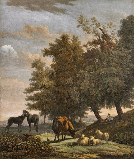 Antique Continental Hand-Colored Etching (1 of 1)