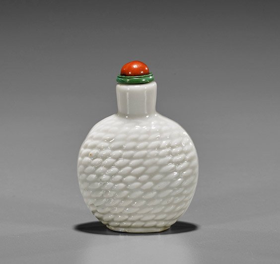 Old White Glazed Lychee Snuff Bottle (1 of 1)