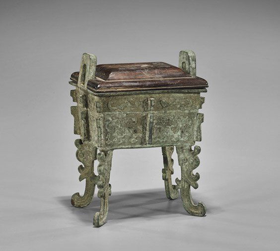 Shang-Style Bronze Fang Ding Vessel (1 of 1)