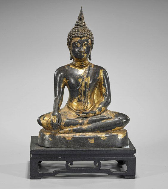 Heavy Thai Gilt & Lacquer Bronze Buddha (1 of 1)