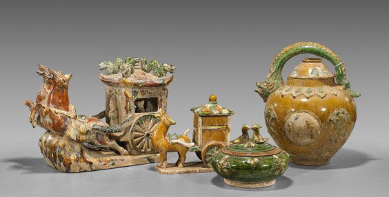 Four Tang-Style Sancai Glazed Potteries (1 of 1)