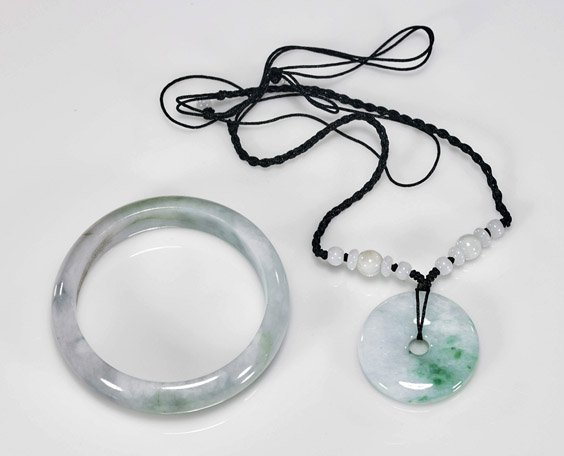 Chinese Jadeite Bangle & Pendant (1 of 1)