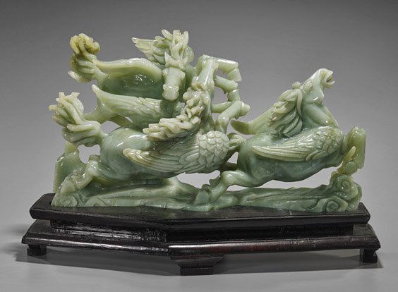 Massive Chinese Carved Bowenite Horse Group (1 of 1)