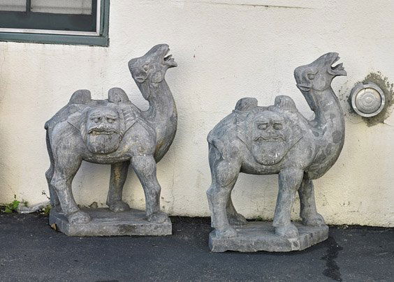 Pair Chinese Carved Stone Bactrian Camels (1 of 1)