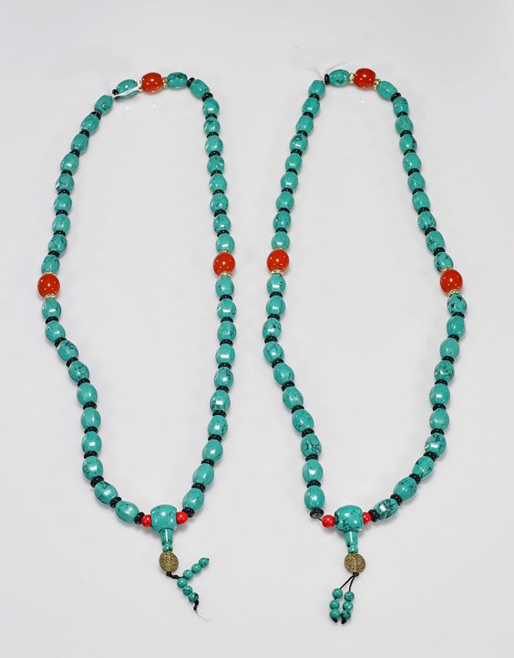 Pair Tibetan-Style Prayer Bead Necklaces (1 of 1)