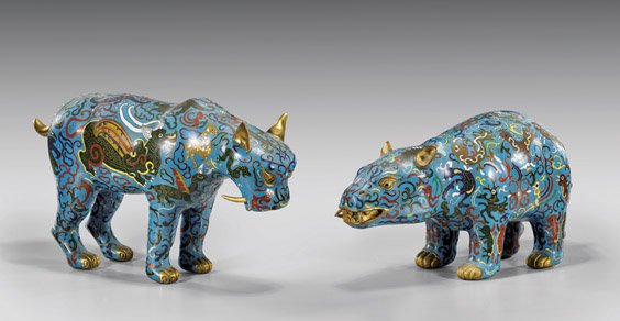 Two Large Chinese Cloisonné Animals (1 of 1)
