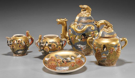 Antique Japanese Satsuma Partial Tea Set (1 of 2)
