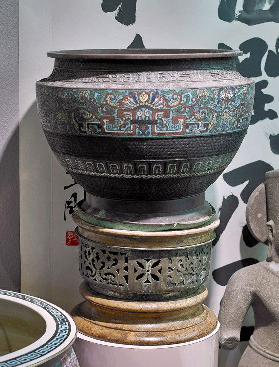 Antique Champlevé Enamel & Bronze Jardinière (1 of 1)