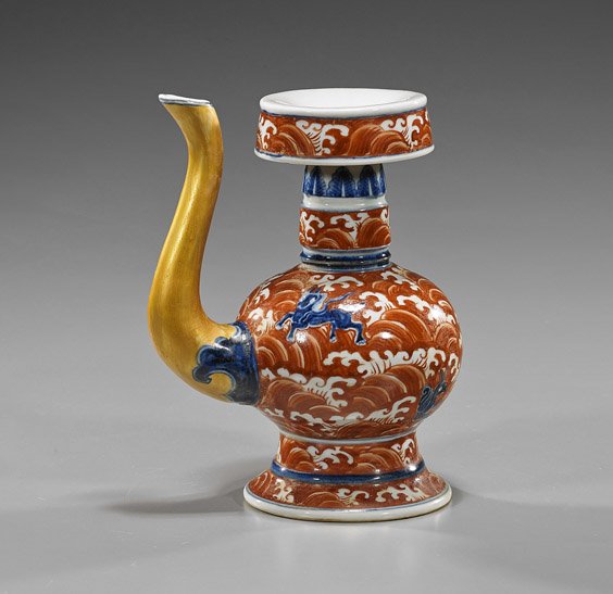 Chinese Blue & Copper Red Porcelain Ewer (1 of 2)